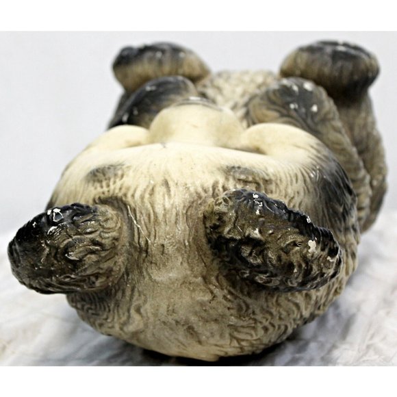 Vintage 12" Chalkware Smiling Bear Gray White Indoor Decor Figure - Picture 8 of 9